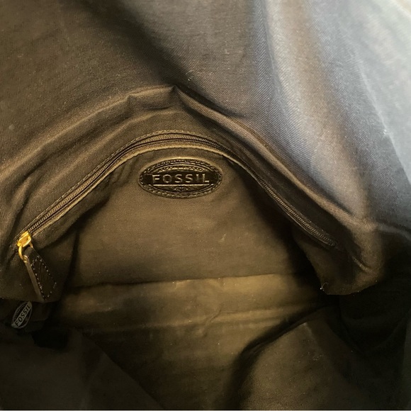 FOSSIL PRESTON FOLDED OVER LEATHER TOTE BLACK - Picture 8 of 13